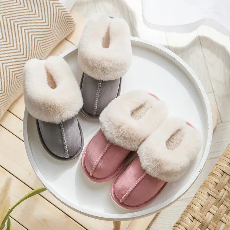 Luxury Winter Plush Fur Slippers: Chic Indoor Comfort & Style  ourlum.com   