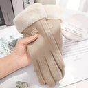 Women Winter Thick Plush Suede Touchscreen Gloves Mittens