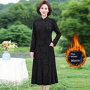 Middle-Aged Jacquard Dress Stylish Autumn Essential Attire