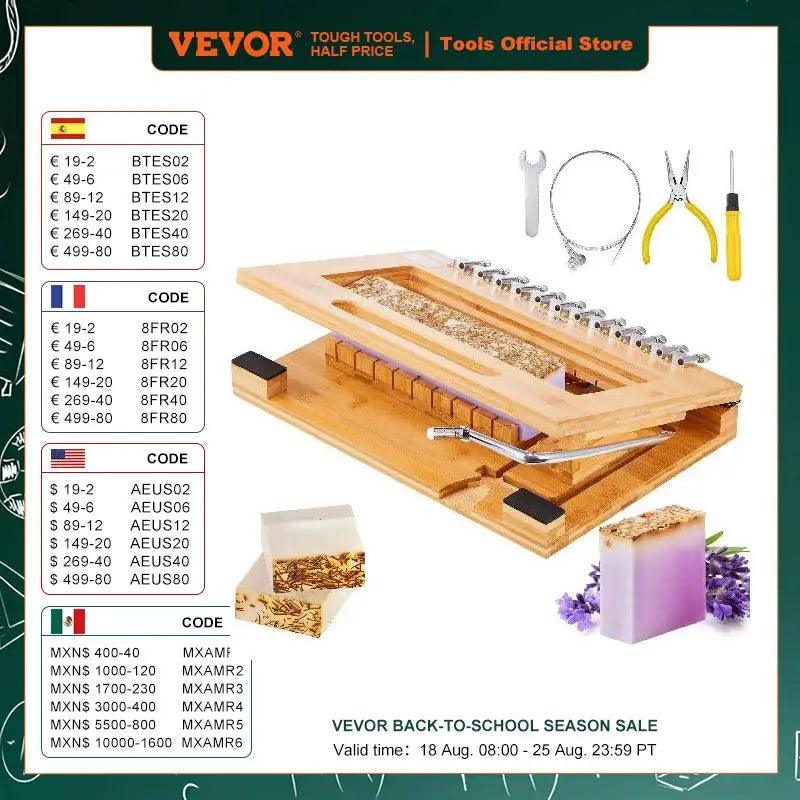 VEVOR Soap Cutter Cut 1-12 Bars Precisely and Accurately Cut 1 Inch Bars Bamboo Soap Slicer With Steel Wire Multi Handmade Soap