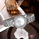 Rhinestone Quartz Women's Hip Hop Watch Set Elegant Jewelry