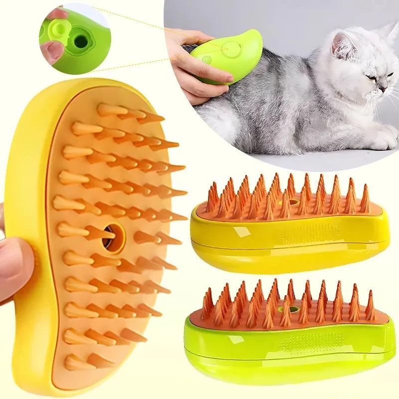 Steamy Cat Grooming Brush: Electric Spray Hair Removal Comb  ourlum.com   