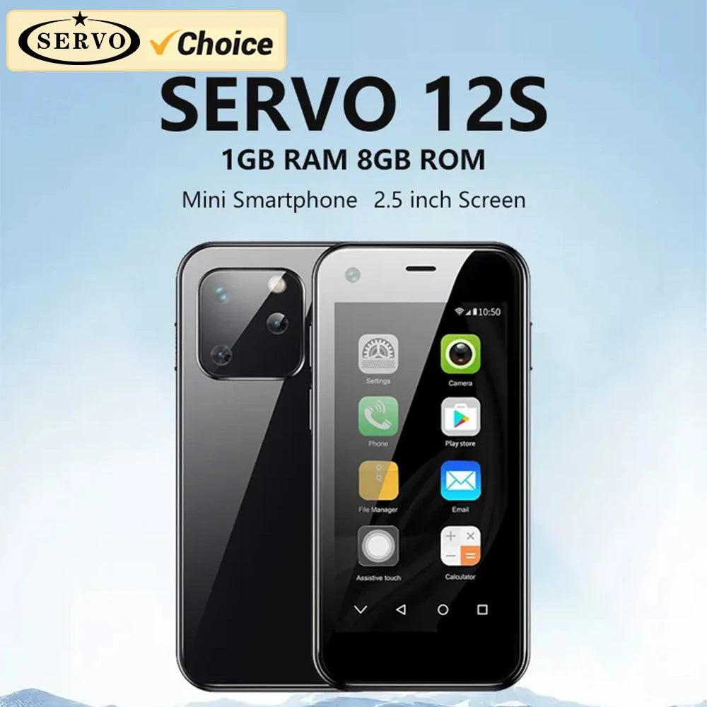 Compact SERVO 12S Mini Smartphone – 2.5" Android 9.0, 2GB RAM, 16GB Storage, 3G, GPS, Dual SIM Mobile Phone