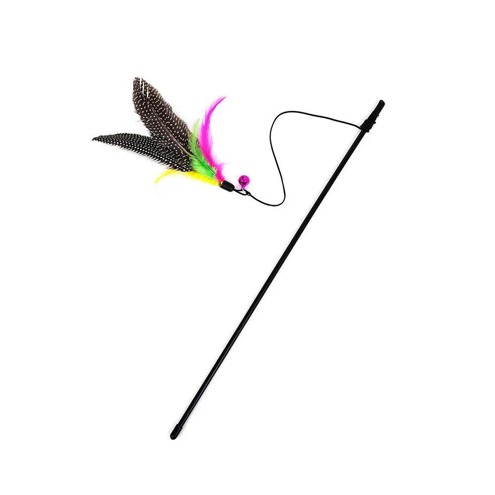 Funny Cat Teaser Toy Rod with Feather Bell - Engaging Interactive Play  ourlum.com   