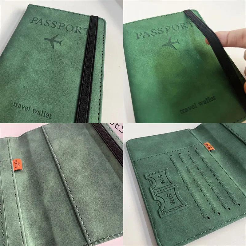 Vintage RFID Passport Holder: Stylish PU Leather Travel Wallet