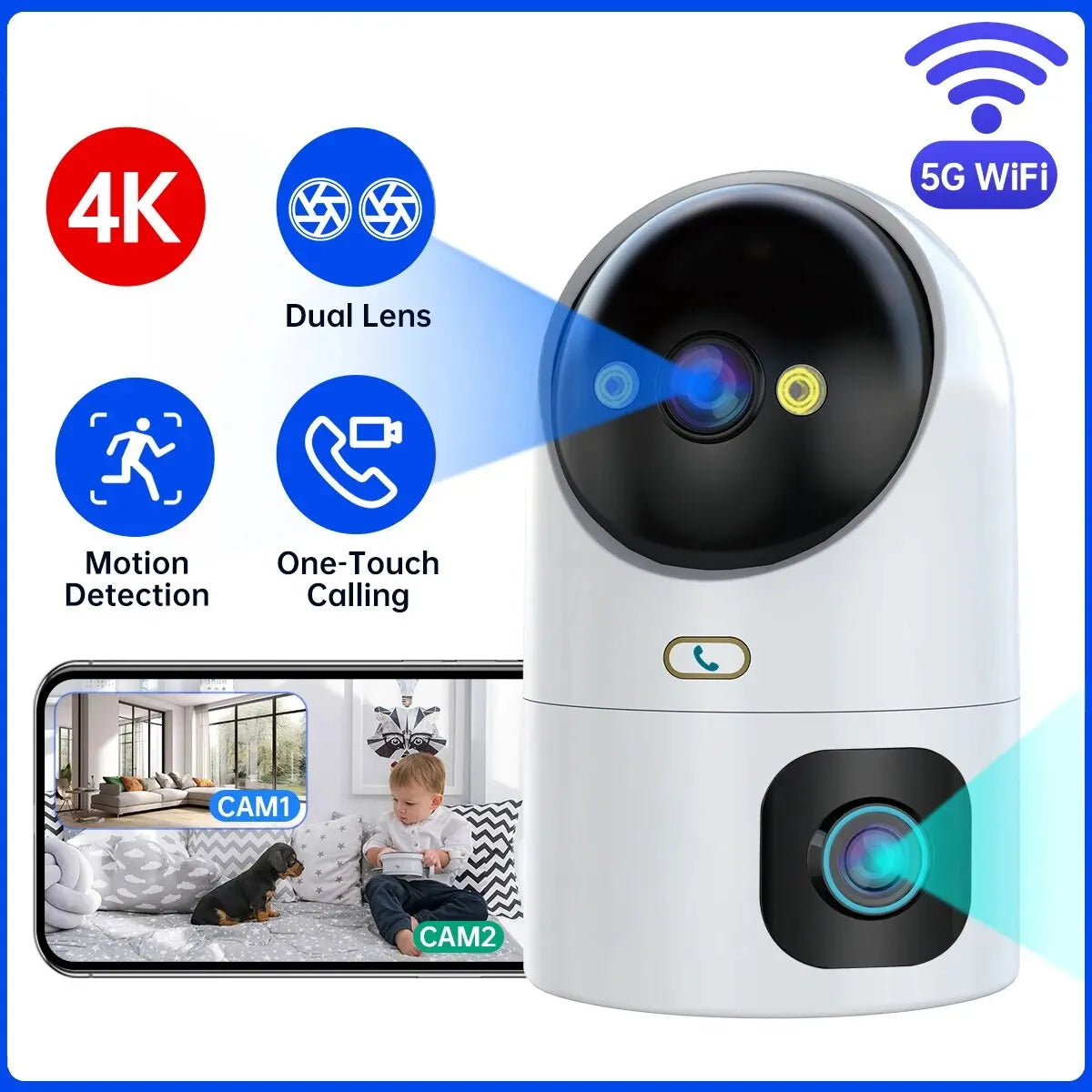 4K Dual Lens Auto Tracking WiFi CCTV Camera with Color Night Vision  ourlum.com European regulations  