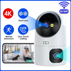 4K Auto Tracking PTZ Security Camera with Dual Lens and Night Vision