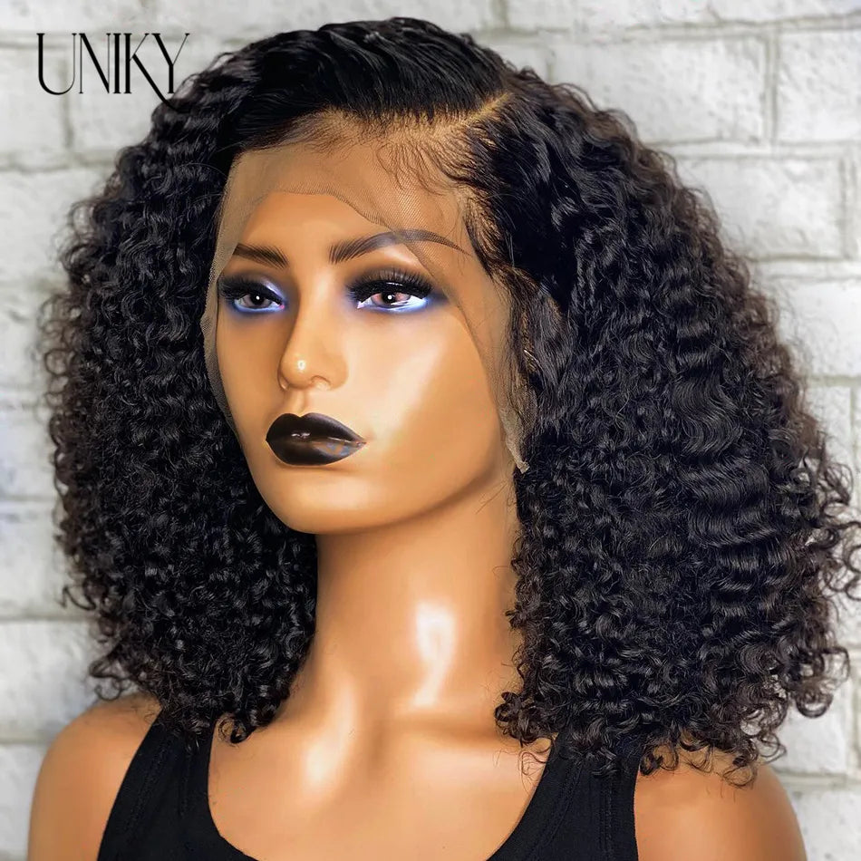 Kinky Curly Short Bob Wig for Women - Natural Human Hair, Versatile and Stylish