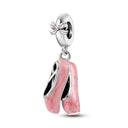 Pink Silver Plated Butterfly Flower Charm Beads for Jewelry