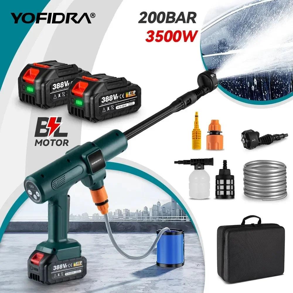 Yofidra 200Bar 3500W Brushless Electric High Pressure Washer 6-in-1 Car Washing Garden Water Gun for Makita 18VBattery Spray Gun  ourlum.com   