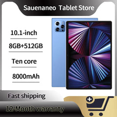 5G Android Tablet 10.1 Inch with 10 Core Processor, 8GB RAM, and 512GB Storage for Ultimate Performance