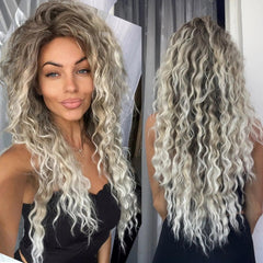 Blonde Ombre Voluminous Curls Wig: Stylish Hairpiece for Women - Versatile and Eye-Catching Look
