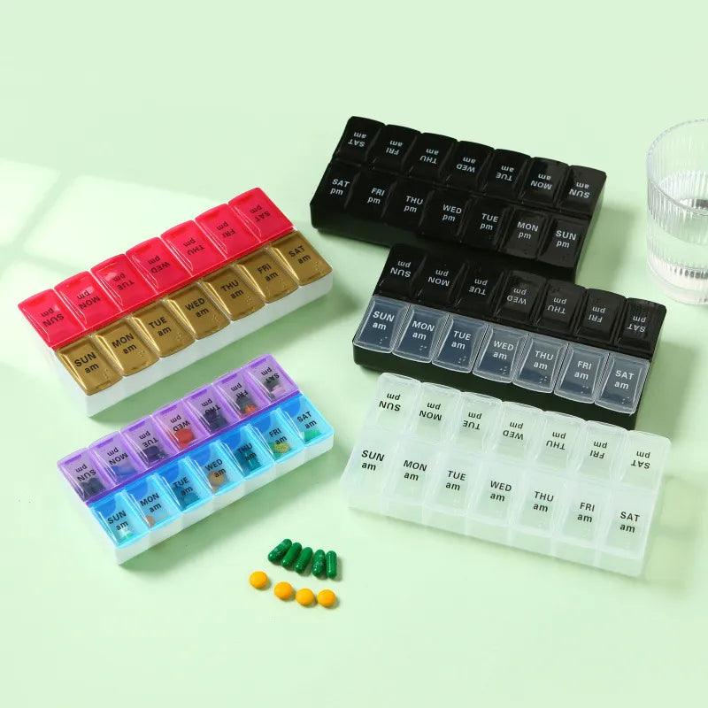 Portable Weekly Pill Organizer Case - Efficient Medication Storage Box