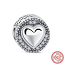 Crown Flowers Heart Silver Bead Charm Elegant Pandora Accessory