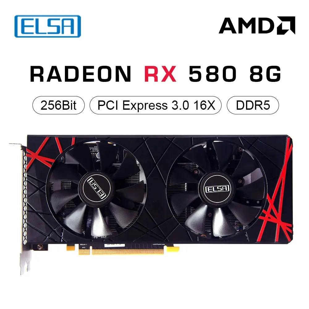 ELSA AMD Radeon RX 580 8GB GDDR5 256bit Black GPU - High-Performance Graphics Card for Gaming and Office Workstations  ourlum.com   