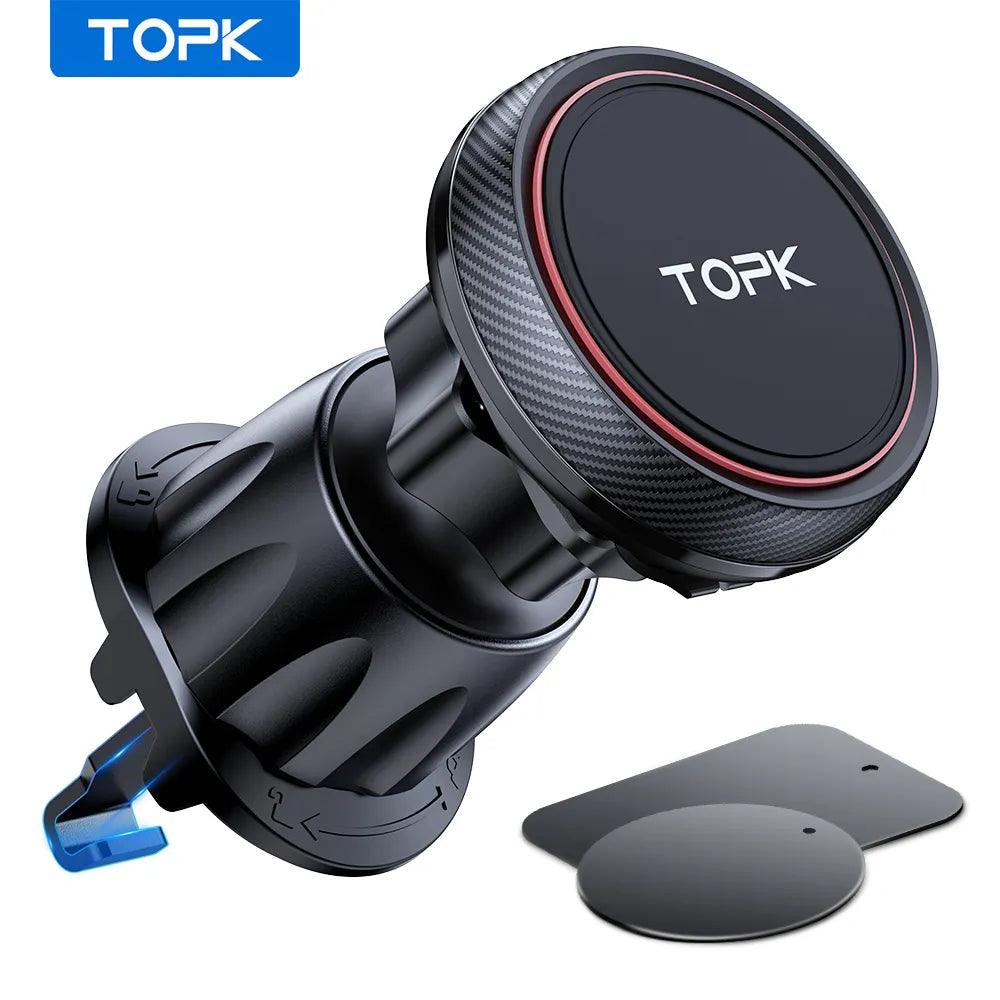 TOPK Magnetic Car Phone Holder: Versatile Secure Mount for iPhone Samsung  ourlum.com black  