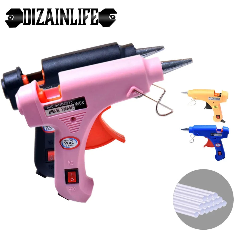 DIZAINLIFE 20W EU Hot Melt Glue Gun 7mm Glue Sticks DIY Mini Electric Heat Temperature Repair Tool Industrial Thermo  ourlum.com   