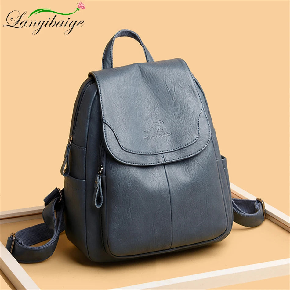 Women Large Capacity Backpack Purses High Quality Leather