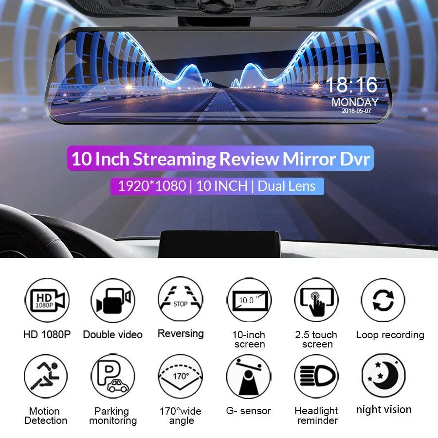 Car Mirror Camera: Dual Cam Full HD Video Recorder with Touch Screen  ourlum.com   