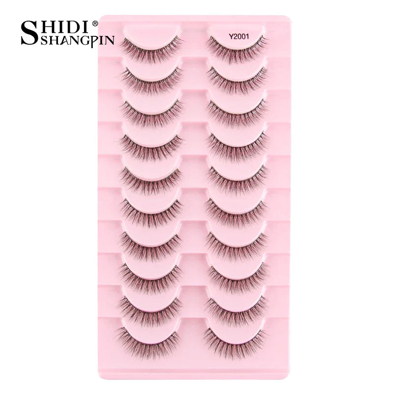 SHIDISHANGPIN 5/10Pairs False Lashes Cat Eye Eyelashes Eyelash Extension 3D Mink Half Lashes Natural Makeup faux Cils maquiagem  ourlum.com 10 Pairs Y2001  