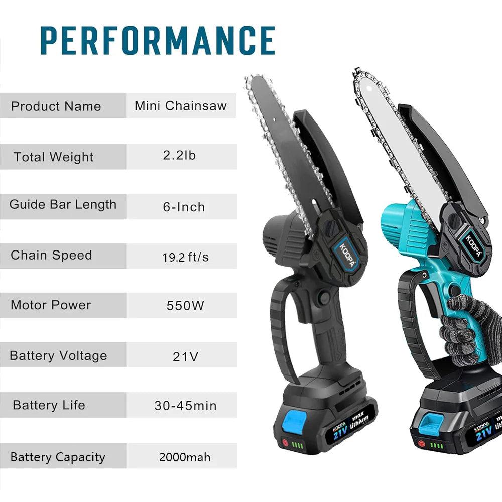 Koopa Tool Cordless Mini Chainsaw 6-Inch Power Chain Saws with Security Lock and 2.0Ah Battery for Wood Cutting Tree Trimming  ourlum.com   