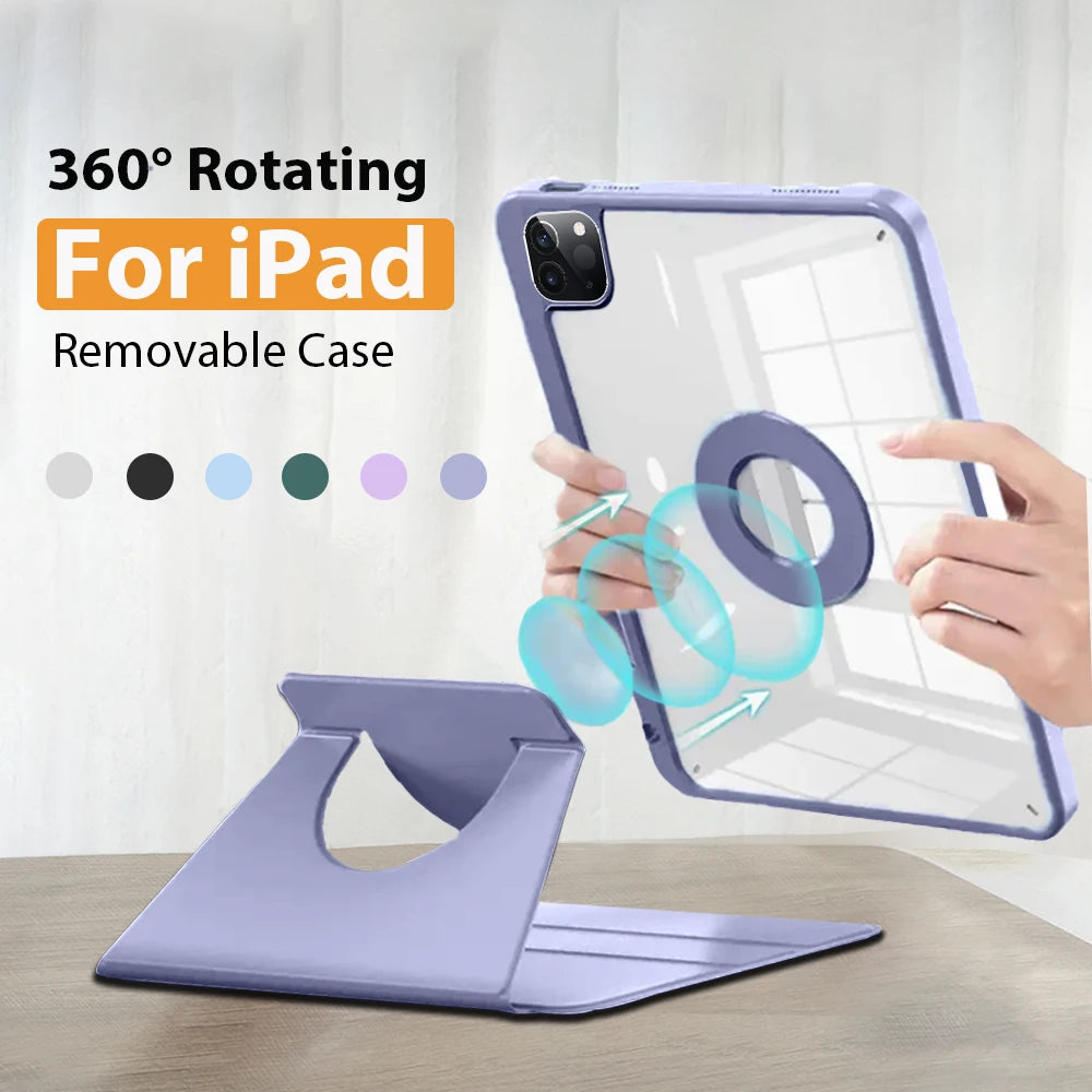 Magnetic Case For Ipad Pro 13 11 12.9 12 9 2024 9 9th 8th 7th Generation Funda For Ipad Mini 6 Air 5 4 3 10.9 360 Rotation Cover