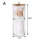 Acrylic Cotton Pad and Swab Holder with Bamboo Lid: Stylish Bathroom Organizer  ourlum.com A  