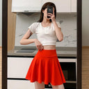 Summer Chic Mini Pleated Skirt Stylish Elastic Waist Skirt