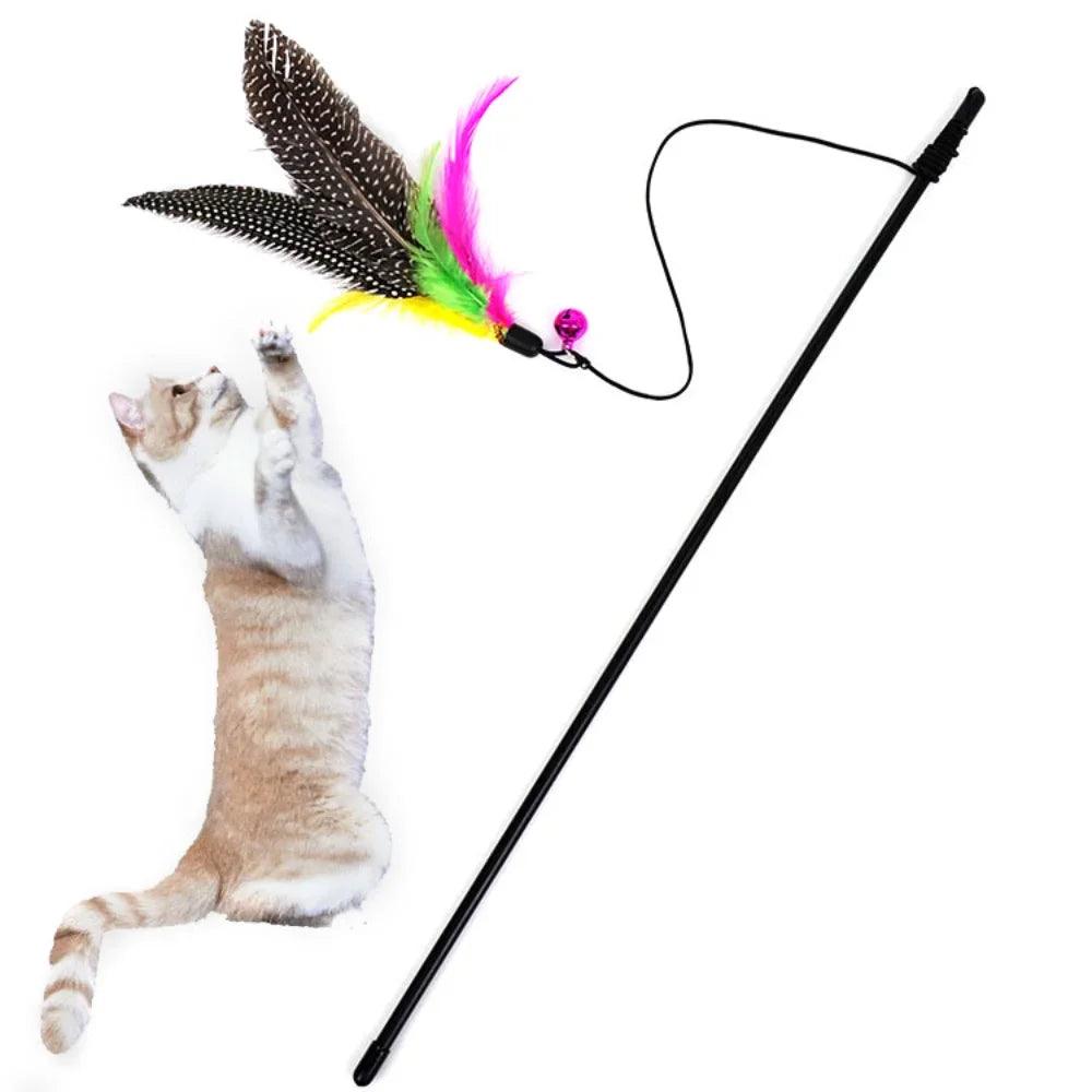 Funny Cat Teaser Toy Rod with Feather Bell - Engaging Interactive Play  ourlum.com   