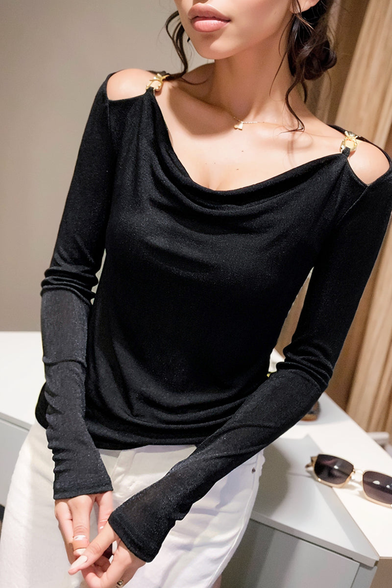 Spring Chic Off-the-Shoulder Shirt: Trendy Women's Fashion Essential