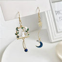 2023 Korean New Light Luxury Zircon Moon Star Earrings