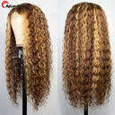 99j Burgundy Ombre Deep Wave Lace Front Wig Human Hair