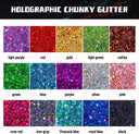 HTVRONT 150g 15 Colors Holographic Chunky Glitter Powder Set