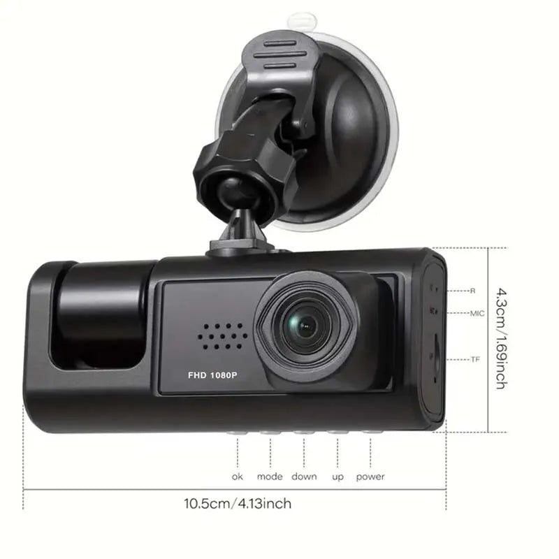 3-Camera Dash Cam: Enhanced Safety with Night Vision & Loop Recording  ourlum.com   