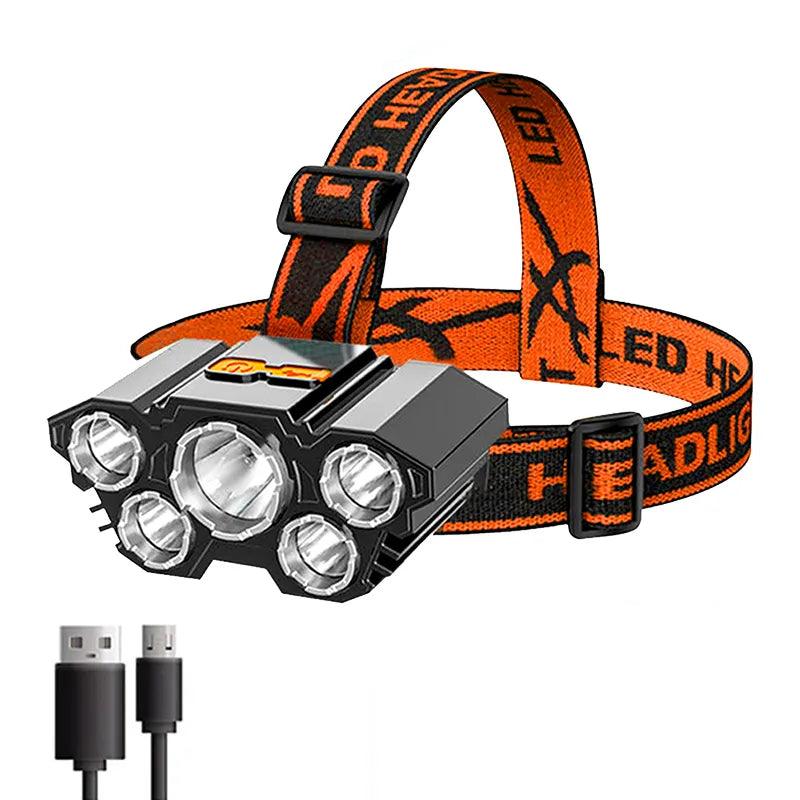 Adventure Pro 5 LED Headlamp with Rechargeable 18650 Battery for Camping and Fishing  ourlum.com   