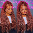 250% Density Reddish Brown Kinky Curly Lace Front Wig