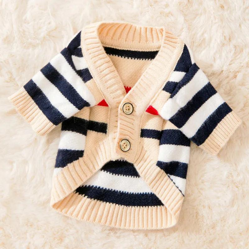 Chic Striped Winter Pet Sweater: Stylish & Cozy Knitted Cardigan for Dogs & Cats  ourlum.com   