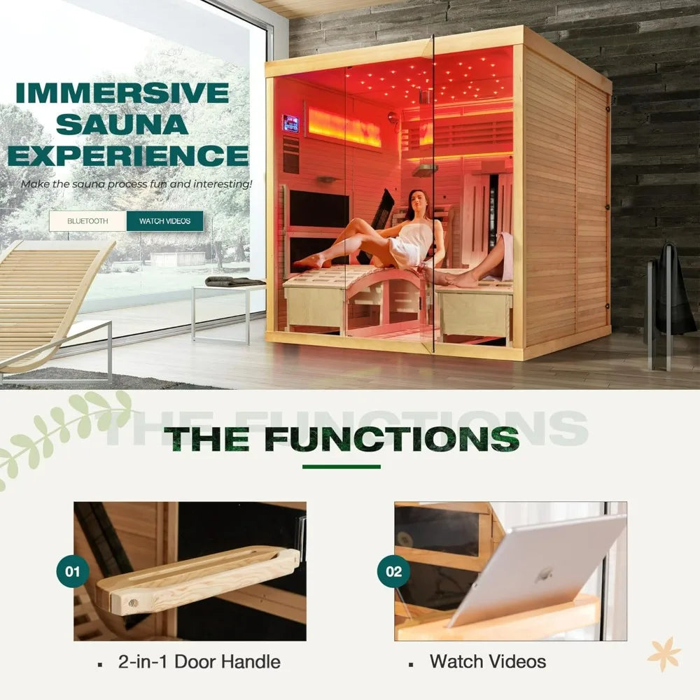 Luxurious 2-Person Indoor Infrared Sauna with Recliners, Starry Ceiling, and High-Efficiency Heating