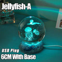 USB LED night light, Galaxy Crystal Ball lamp, 3D planet moon lamp, home decoration  ourlum.com Jellyfish-A  