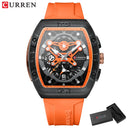 CURREN Men's Colorful Multi-Functional Tonneau Quartz Watch