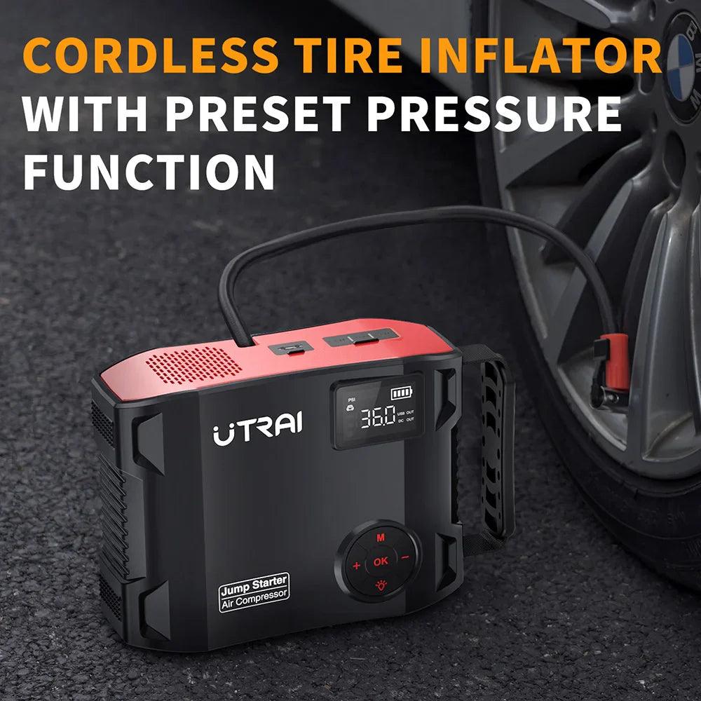 UTRAI 4 In 1 2000A Jump Starter Power Bank 16000mAh 150PSI Air Compressor Tire Pump Portable Charger Car Booster Starting Device  ourlum.com   