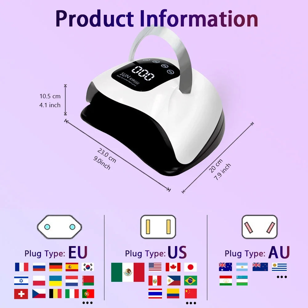 X19 MAX UV LED Nail Drying Lamp Professional UV Nail Art Dryer Light for Gel Nails 72 Beads Fast Curing Gel Polish Lamp