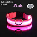 LED Dog Collar: Safety Night Light Flashing Necklace for Pet Visibility  ourlum Pink Battery XS NECK 28-38 CM 