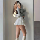 Seductive High Waist Irregular A-line Mini Skirt with Shorts - Stylish Streetwear Choice  OurLum.com   