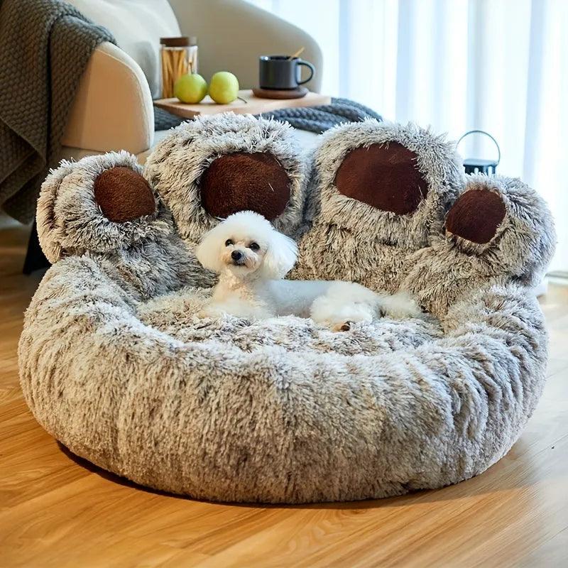 Bear Paw Shape Pet Sofa Bed Soft Fluffy Cushion - Cozy Comfort for Dogs  ourlum.com   