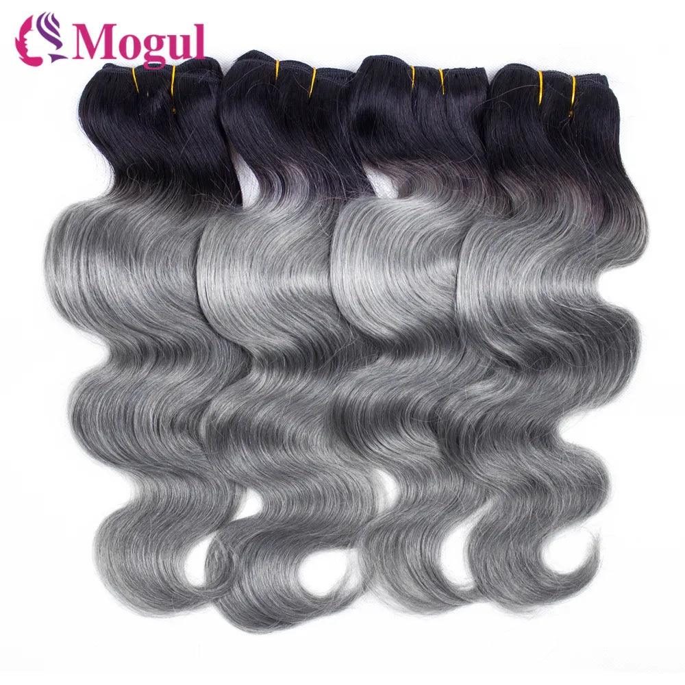 Ombre Black to Grey Body Wave Remy Hair Extensions - Silvery Charm