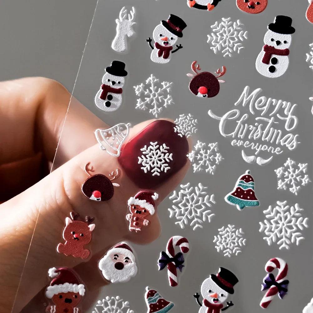 5D Christmas Nail Art Stickers - Festive Winter Designs for Creative Holiday Manicures