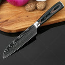 Professional Damascus Kitchen Knife Set with Santoku Cleaver