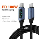 Toocki 100W PD Fast Charging Type C to Type C Cable with Display for  POCO F3 Realme Macbook iPad  ourlum.com 2m 100W C C Blue 