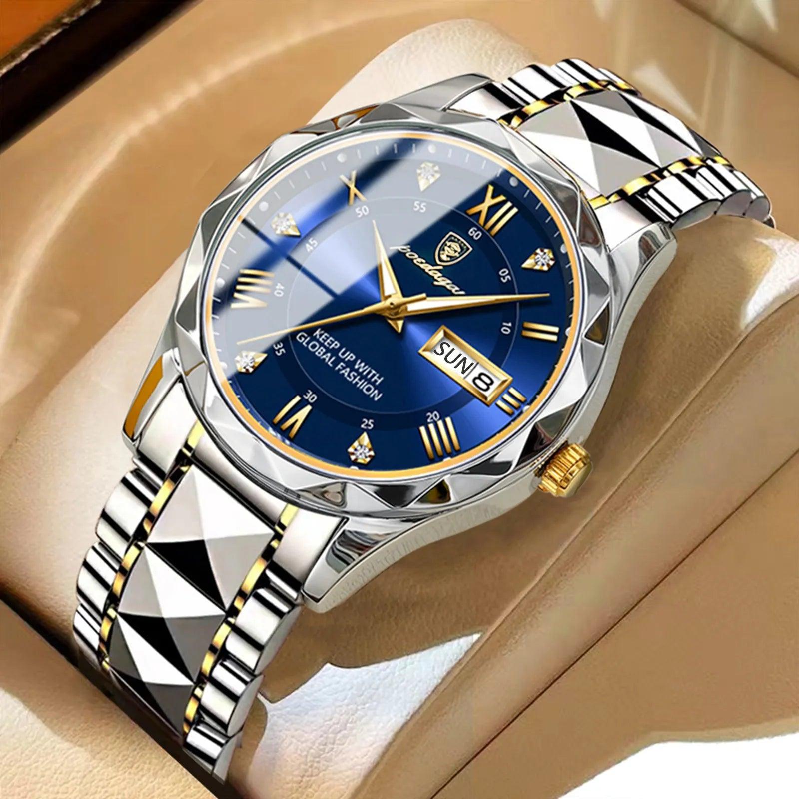 POEDAGAR Luxury Stainless Steel Quartz Men's Watch - Stylish Waterproof Timepiece  ourlum.com   